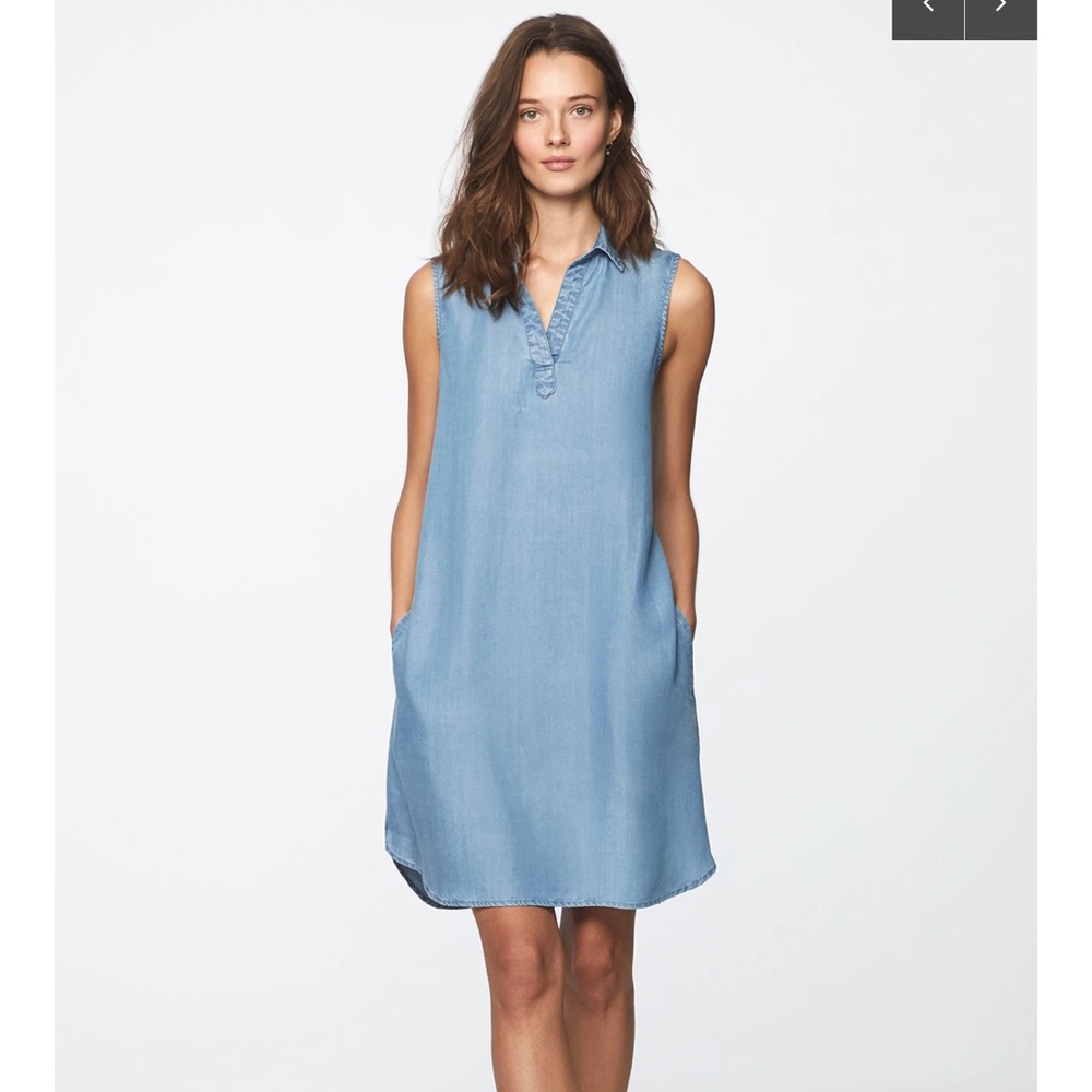 Sleeveless chambray denim dress  lightweight&soft